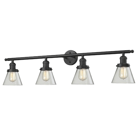 Innovations Lighting 4 Light Small Cone 42In. Oiled Rubbed Bronze Bathroom Fixture With Clear Glass, 510149 215-OB-G62